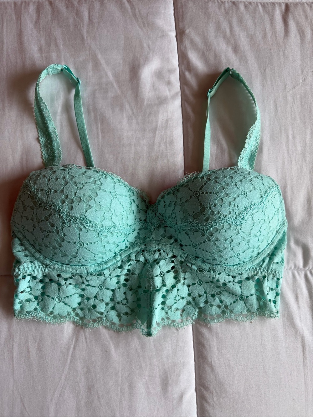 PINK Victoria's Secret Mint Lace Longline Bralette